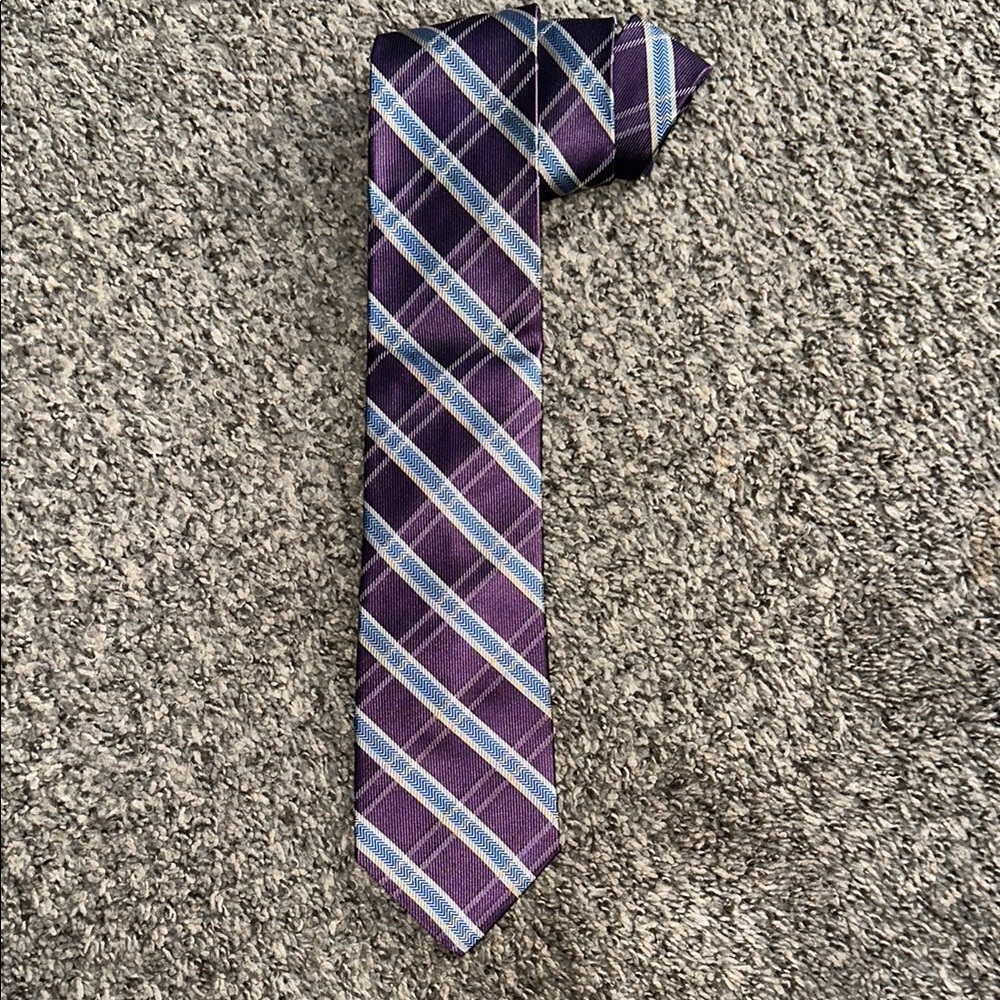 Daniel Cremieux Purple and Blue Tie with Plaid Design